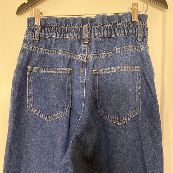 Zara High Rise Paper Bag Slouchy Loose Jeans Blue - Picture 7 of 9